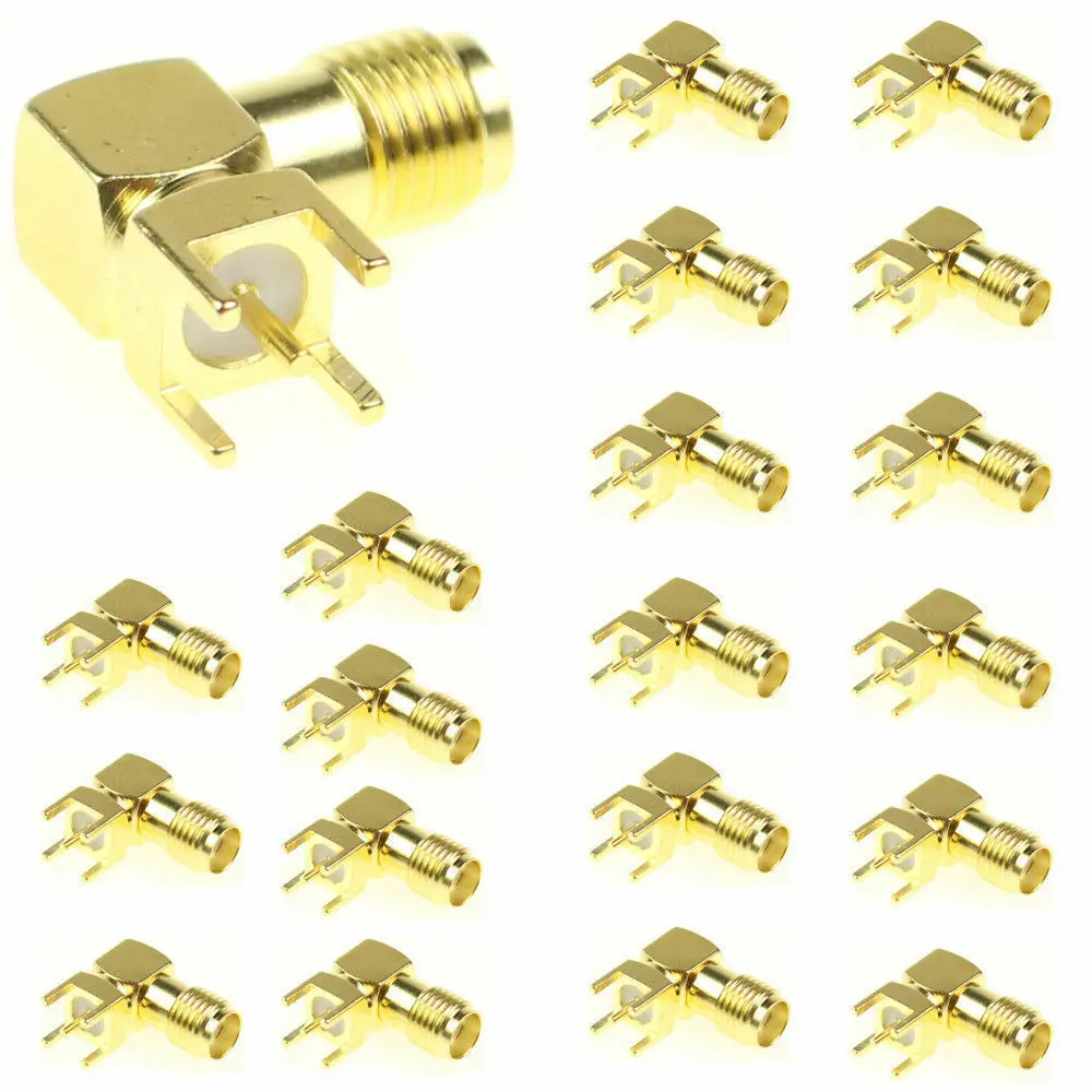 

SMA RF Connector Female Jack Right Angle PCB PC Board Mount Coaxial Adapter Lot
