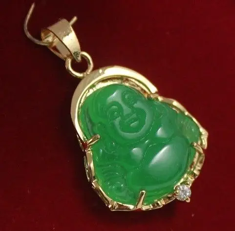 

2 Style chanceux vert shone bouddha pendentif & collier