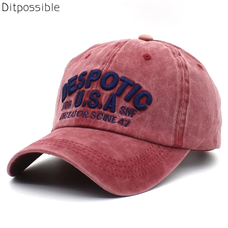 Ditpossible 2018 Новый промывают ткань хлопок Snapback Шапки для Для мужчин Винтаж буквы