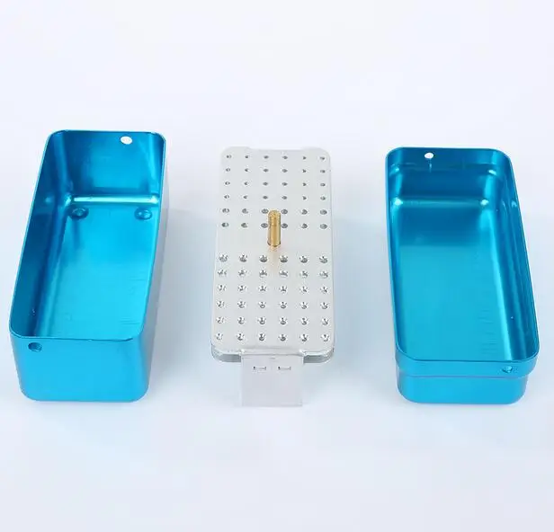 Синий 72 Holes Dental Disinfection Burs Holder Block Stand Autoclavable Sterilizer Box Dentist Lab Equipment Dentist Teeth Whitening - Цвет: Синий
