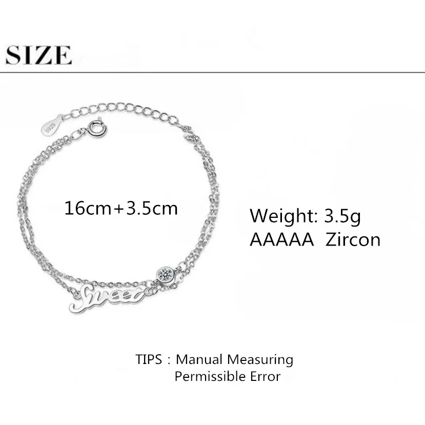 

New Sweet Letter Zircon Double Layer Bracelets For Women Trend Creative Jewelry Accessories Bijoux SAB16
