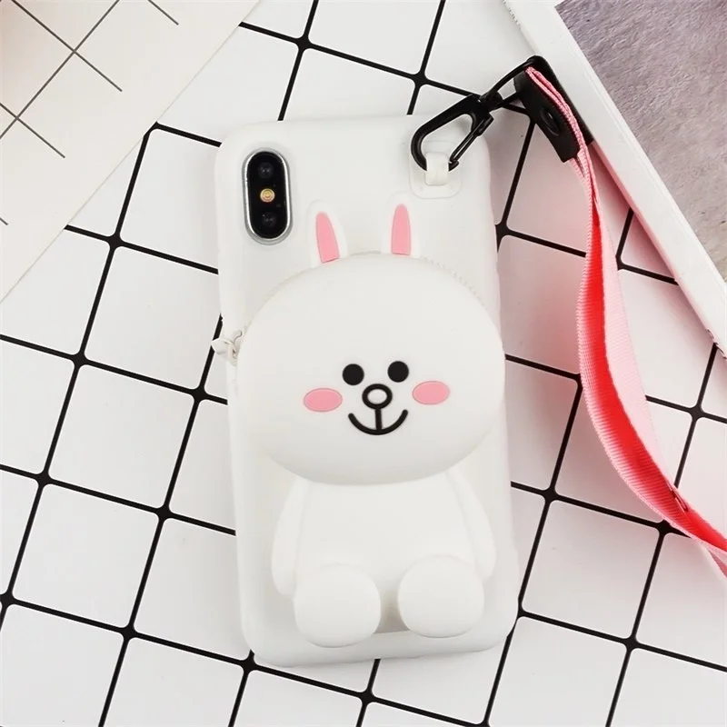 Мультяшный чехол Etui для iPhone XR X XS MAX 6 6s 7 8 Plus силиконовый чехол-кошелек с 3D милыми Fundas Mujeres Capinhas Чехлы Coque
