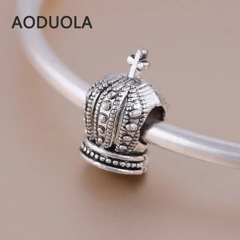 10 шт. посеребренные бусины императорской короны подходят для браслетов Pandora DIY