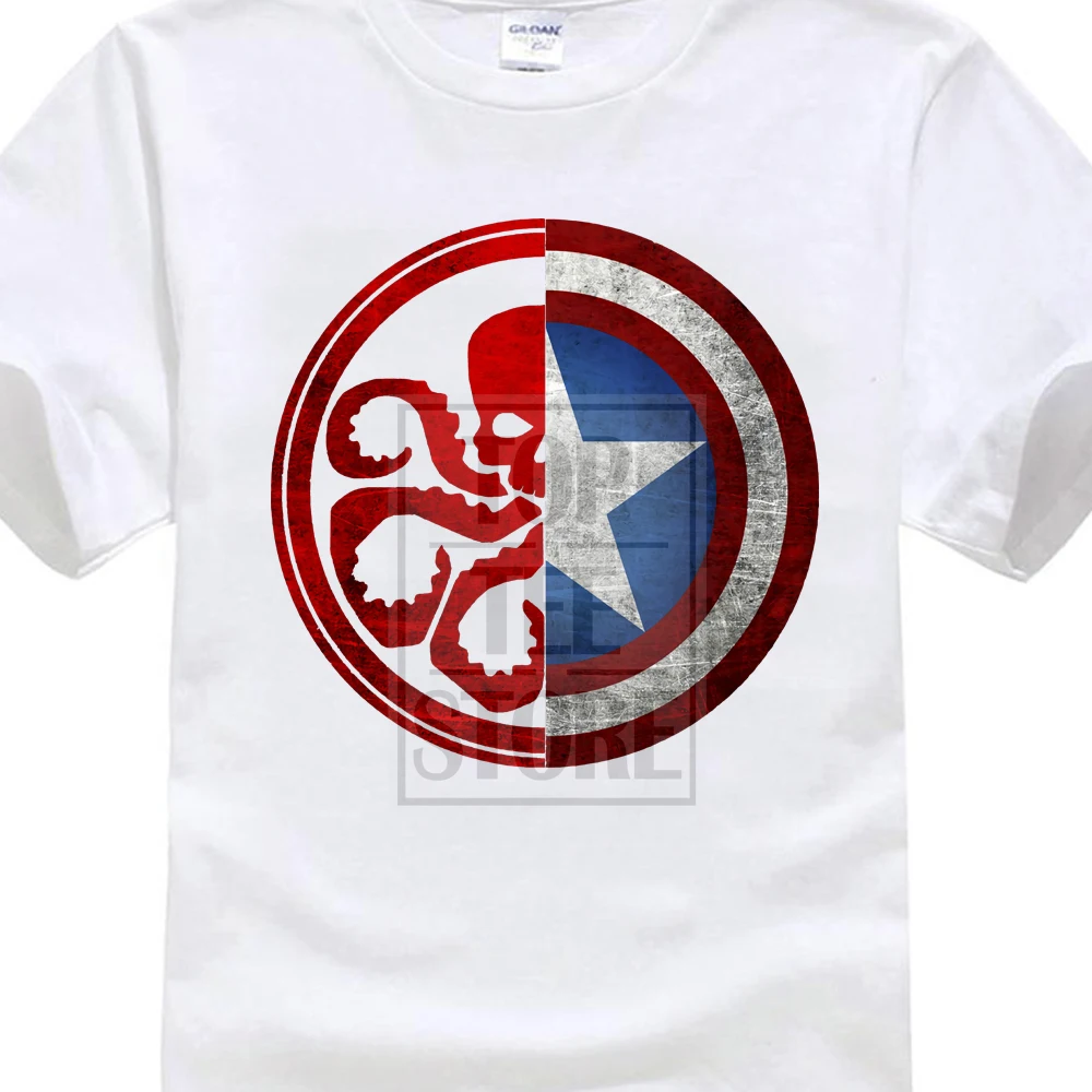 Белый Hydra Symbol Vs Капитан Америка Черная футболка подарок агенты Marvel Новинка от нас - Цвет: Белый