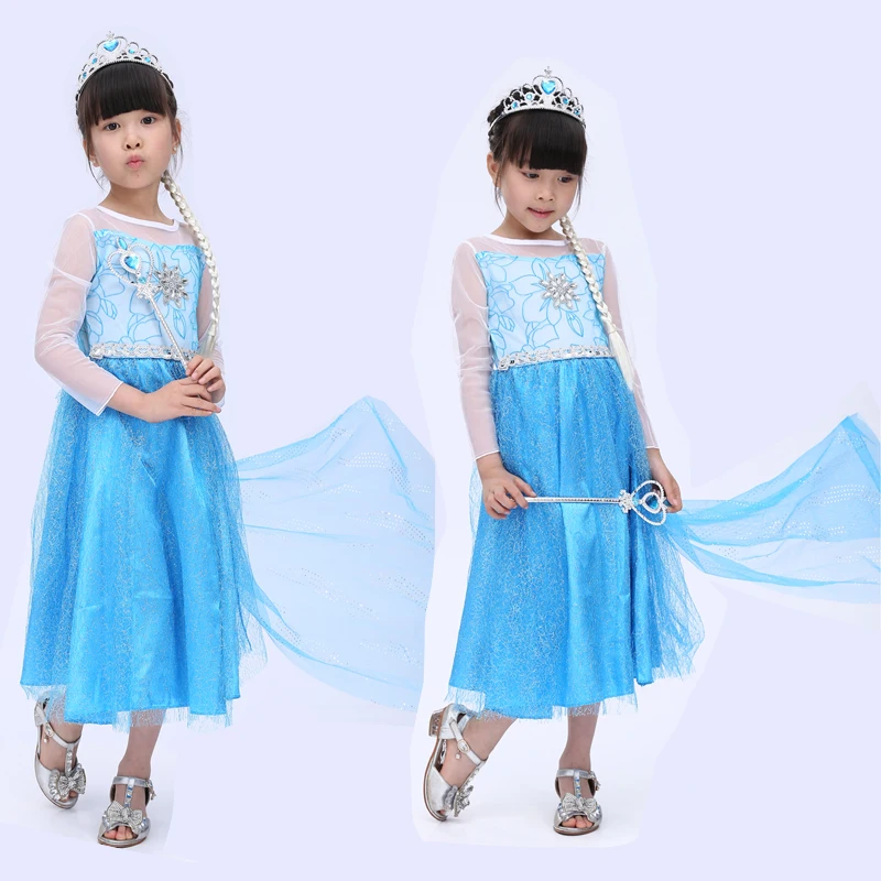 

Free shippinnew children's princess dress girls dress cosplay ELSA Queen Kids summer skirt dress show