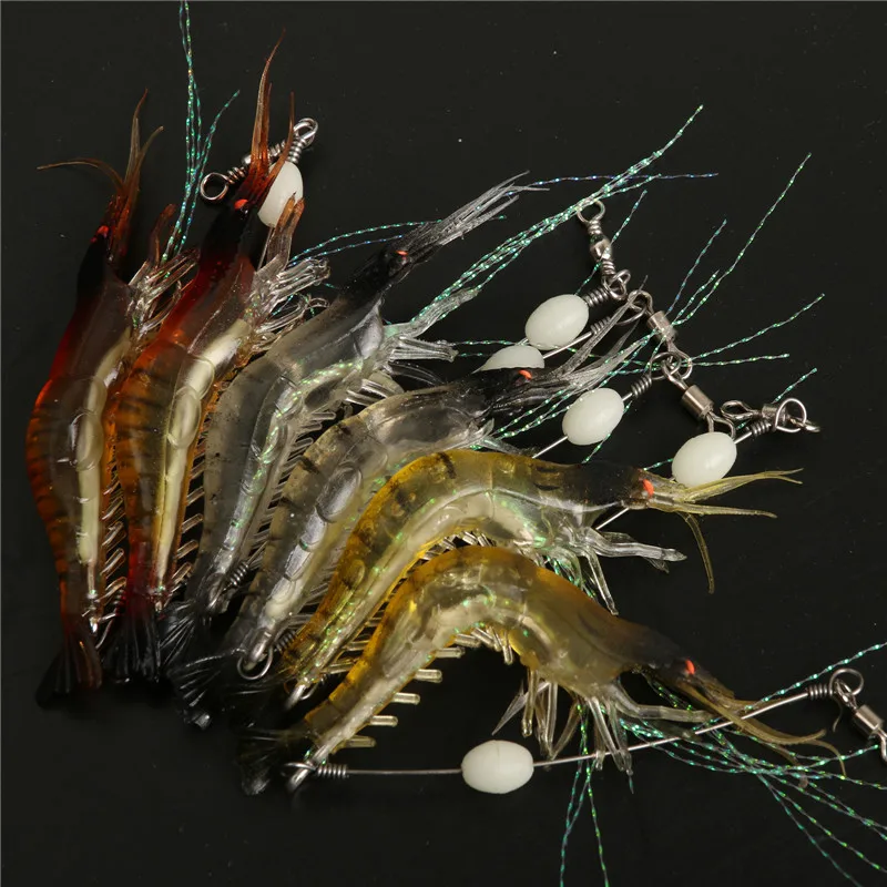 Maxcatch 6 Pcs Noctilucent Soft Shrimp Lures 3.9Inch 6G Artificial Fishing Lure | Спорт и развлечения