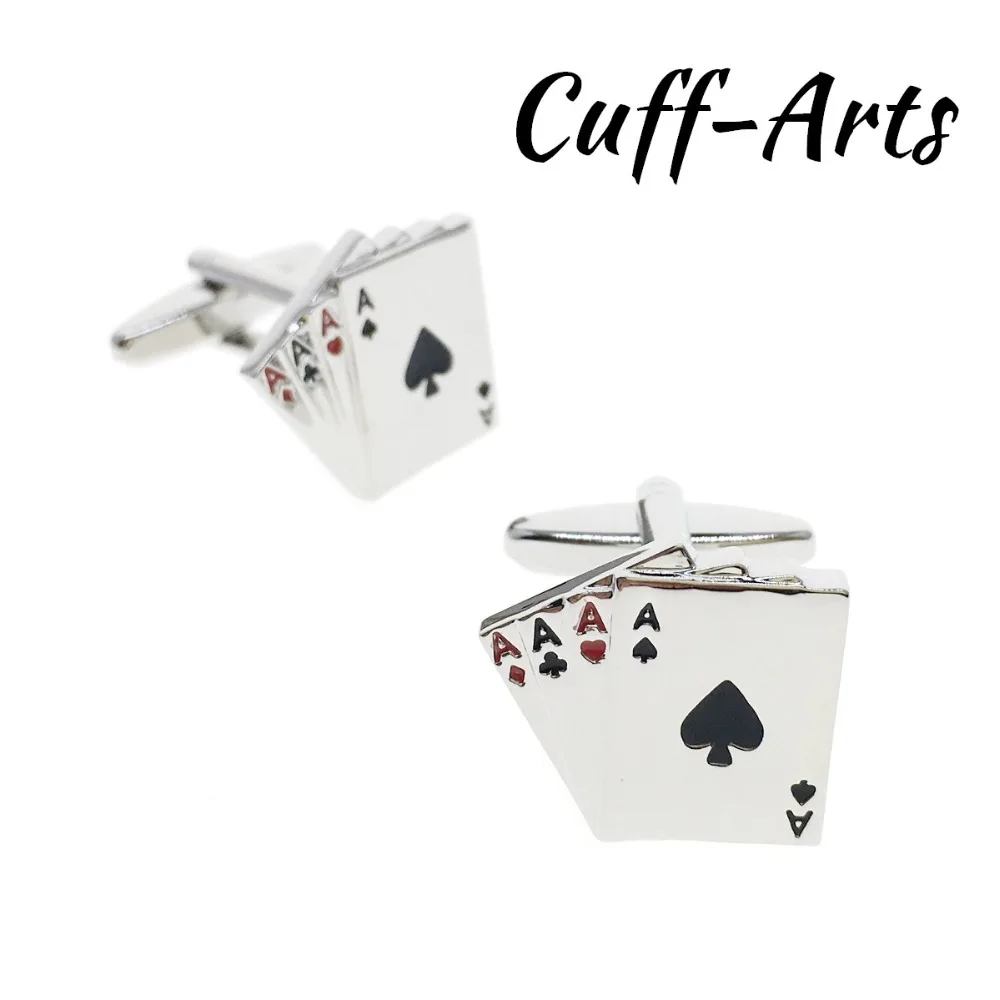 Запонки для Для мужчин 4 туза игральных запонки в виде карт мужской нарукавник