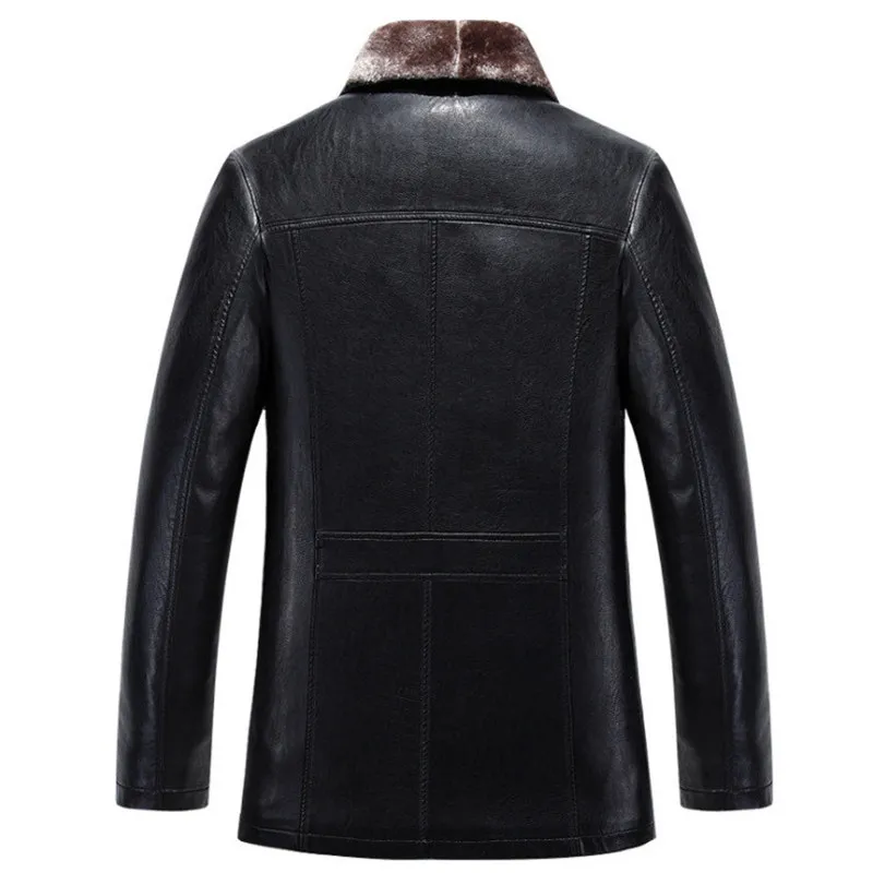 2018 искусственная кожа Мужская Повседневная зимняя однотонная теплая Толстая
