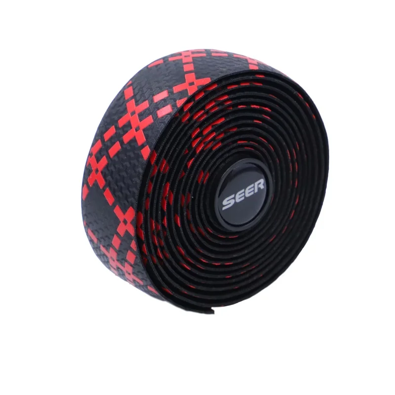 Black Red 2 шт. Seer силиконовая рукоятка, лента для дорожного велосипеда, ударопрочная защита от пота, нескользящий пояс, велосипедные спортивные аксессуары, запчасти Новинка - Цвет: Black Red