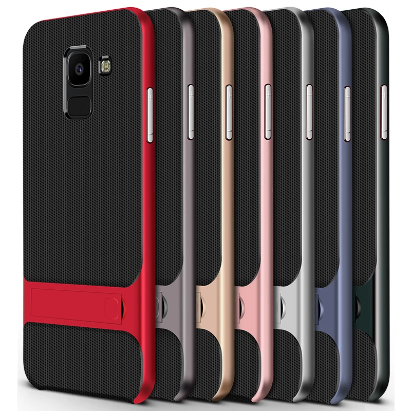 Для Samsung Galaxy J6 чехол J600F J600G PC + TPU для On6 2 в 1 роскошный Держатель подставка защитный