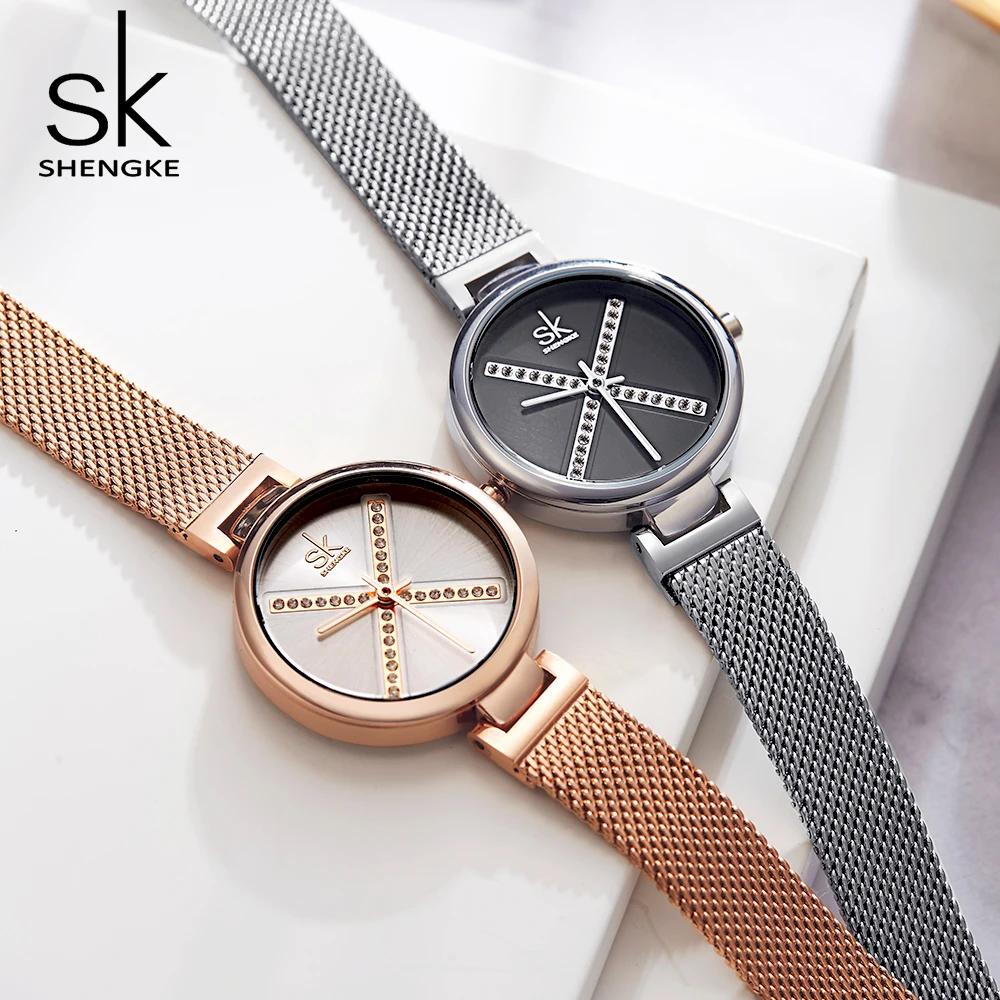 

SK Shengke Women Luxury Brand Watch Rhinestone Quartz Waterproof Ladies Wristwatch Fashion Creative Watches Clock reloj mujer