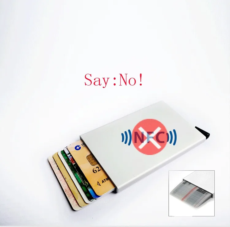P. KUONE RFID блокирующий мини-кошелек защищающий безопасный кредитный держатель для карт дизайнерский качественный алюминиевый кошелек из искусственной кожи