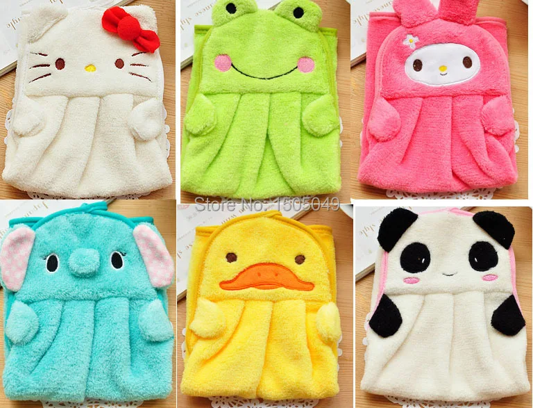 6 шт./лот оптовая продажа флисовое полотенце для рук подвесное мультяшный рисунок