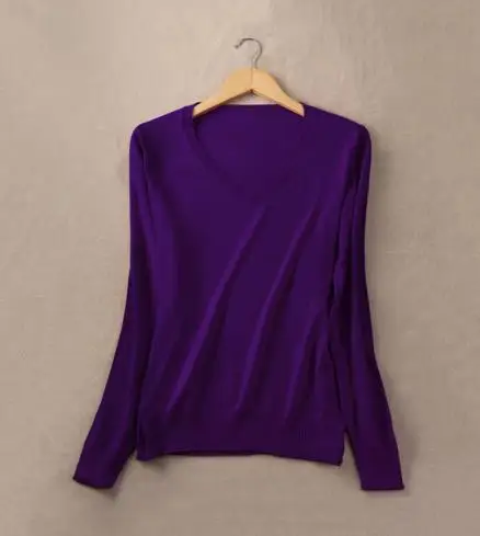 v neck Высокое качество, корейский кашемировый Хлопковый вязаный свитер для женщин,, Осенний трикотажный пуловер, джемпер для женщин, женские свитера - Цвет: v neck