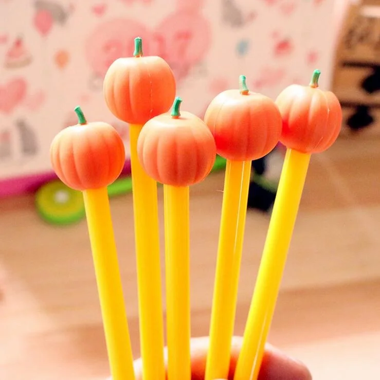 

1pcs/lot Novetly Pumpkin Vegetables Head Yellow Gel Pen Design For Students 0.38mm Black Ink