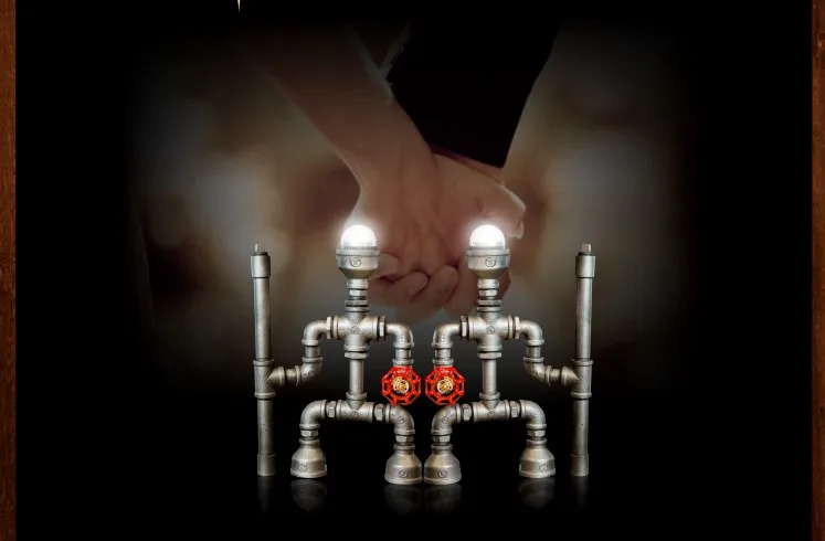 Креативный робот водопроводная Винтажная настольная лампа для спальни гостиной