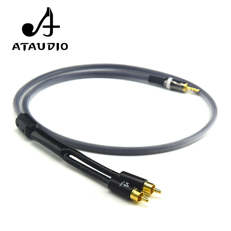 ATAUDIO Hifi стерео 3 5 мм к 2rca кабелю высокое качество 6N OFC Джек 2 RCA Штекерный кабель|2 rca