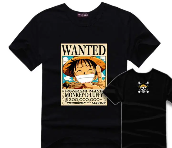 Одна деталь Luffy Wanted футболка Для мужчин хлопковая Футболка Аниме футболки для