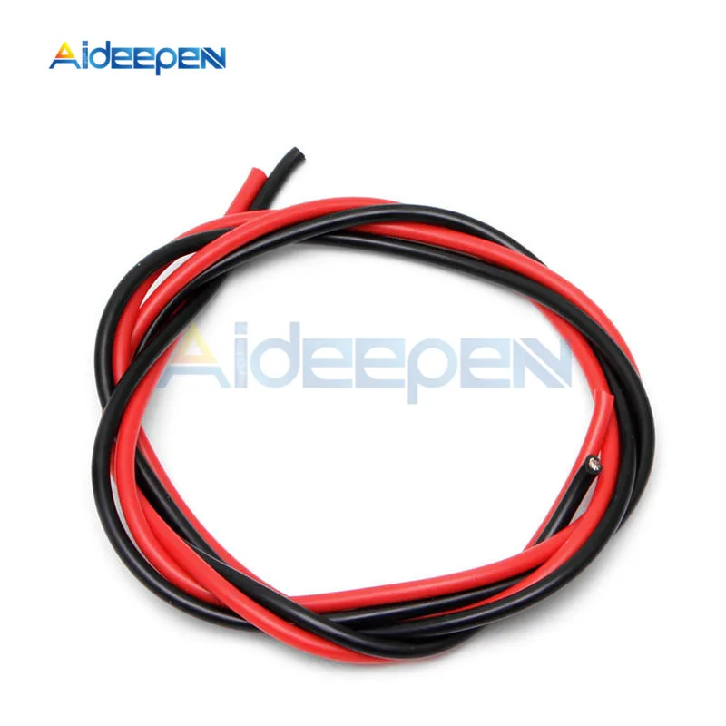 1 пара черный/красный два 12 AWG 6,5 футов Калибр силиконовый провод гибкий многожильный медь 2 м 50A
