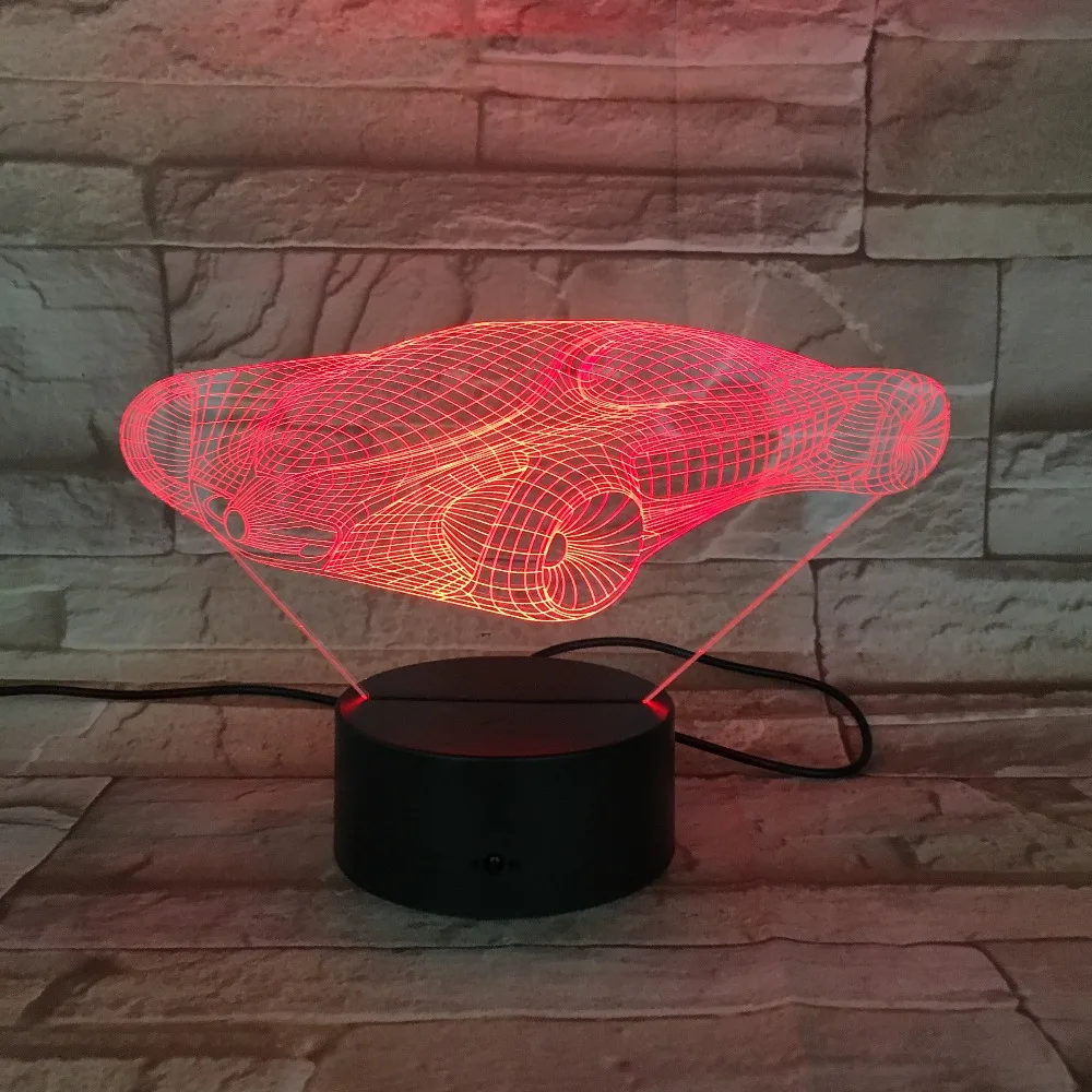 Светодиодная Иллюзия 3D Модель гоночного автомобиля светодиодный чная