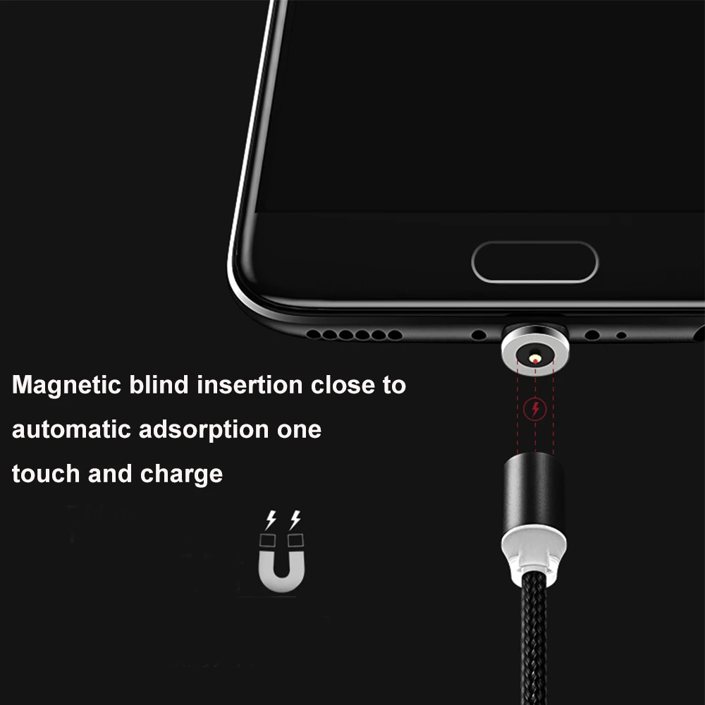 Магнитный зарядный кабель для iPhone X XS 6 7 8 Samsung 2A Плетеный телефонный Android Huawei Micro USB