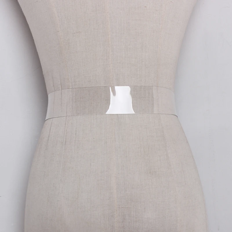 

2019 fashion brand Silver big cool Ring Pendant PVC Transparent Female Belt Women Casual Korean long Belts