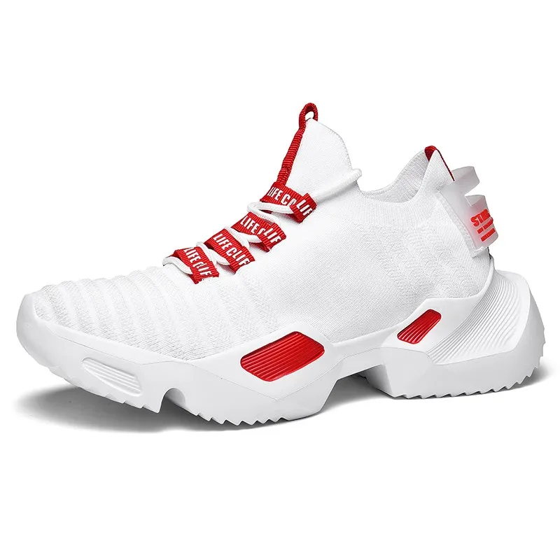 white red 9200 Модная повседневная обувь; мужская обувь на плоской подошве; сезон весна-лето; мужская обувь на платформе; обувь для прогулок, увеличивающая рост; zapatos mujer - Цвет: white red 9200