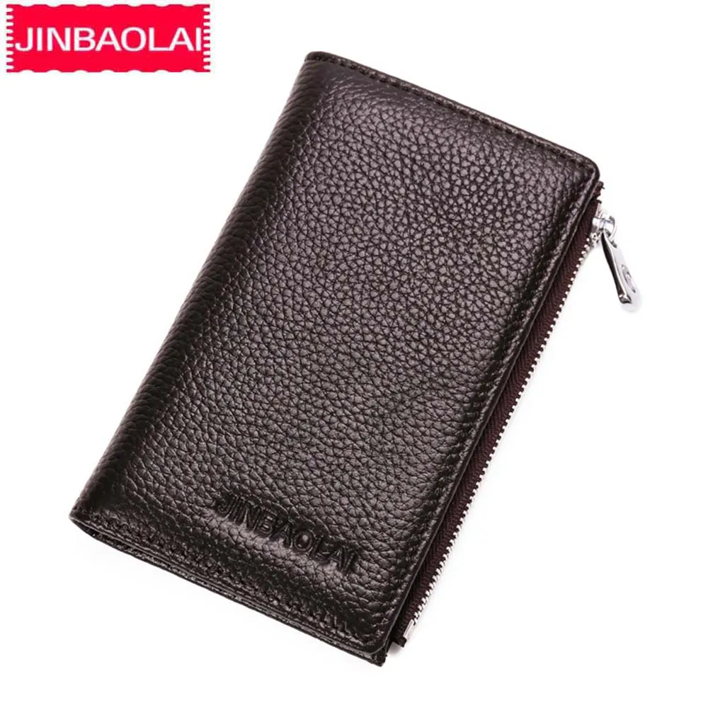 JINBAOLAI из натуральной коровьей кожи Для мужчин кошельки 8 держатель для карт молнии с длинным кошельки тонкий модный бренд качественный кошелек для мужчин