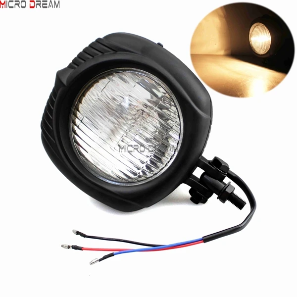 Black with Clear 4," мотоциклы герметичный луч Винтаж Ретро-фара для полировки электролинии стиль головной свет для Harley Touring Softail кафе гонщик - Цвет: Black with Clear