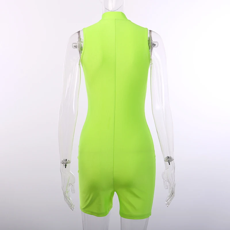 Sexy Bodycon Jumpsuit Playsuit Romper Sleeveless Bodysuit Women Zipper V Neck Elegant Skinny Polyester Summer 2019 New | Женская одежда