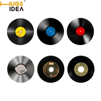 6 pcs set new arrival home table cup mat creative decor coffee drink placemat spinning retro vinyl cd record drinks coasters