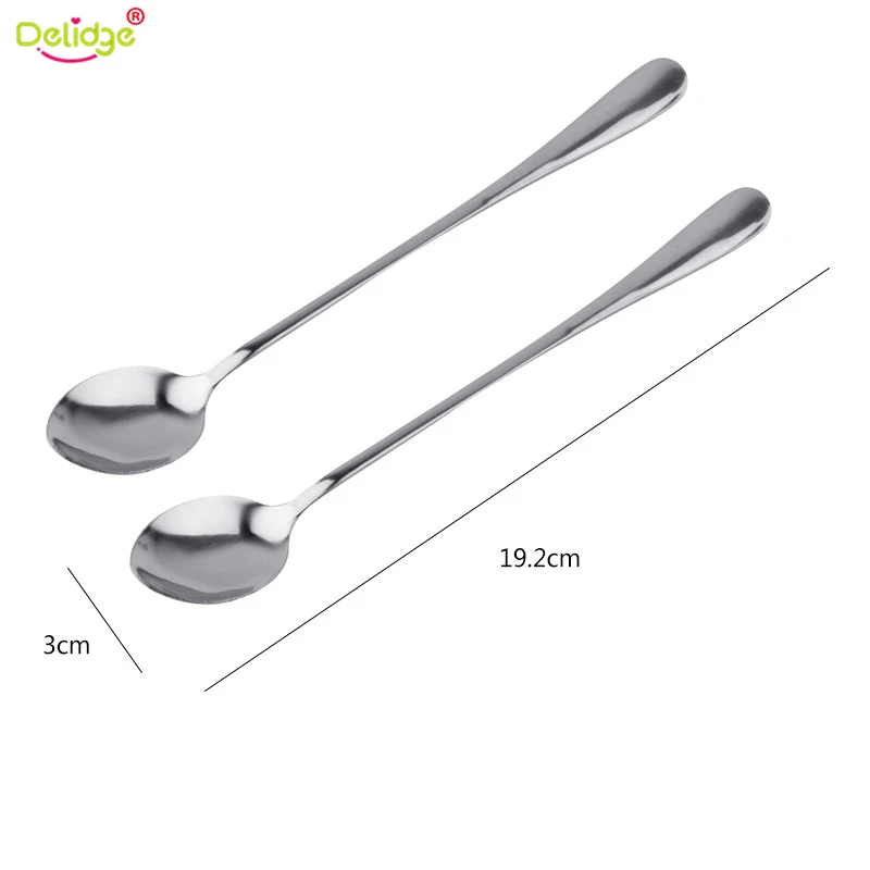 2 PCS Tip Delidge 1 шт. с длинной ручкой нержавеющая сталь для ложек Льда Ложки для крема насадка и круглая головка для супа Кофе Чай питьевой - Цвет: 2 PCS Tip