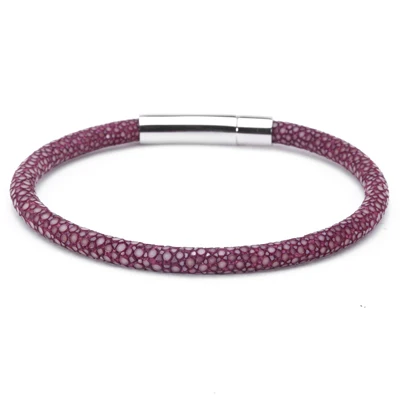 dark purple silver Эксклюзивный дизайн, браслет из натуральной кожи, браслеты из нержавеющей стали для женщин, роскошный браслет из кожи ската в Таиланде для мужчин, часы от бренда - Окраска металла: dark purple silver
