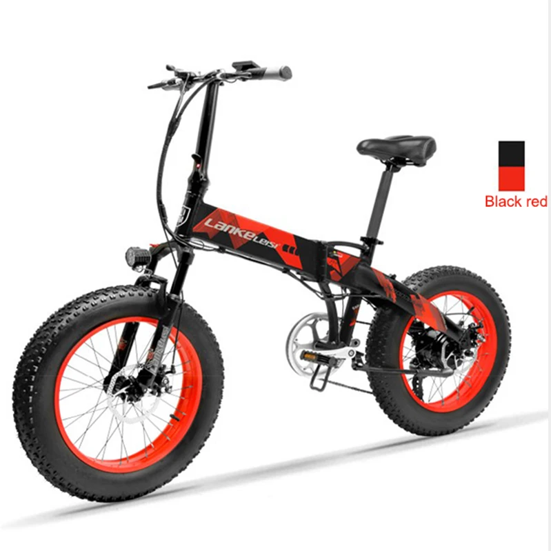 Black red 20 дюймов жира для е-байка снег Электрический велосипед 48V500W складной Электрический горный велосипед Скрытая литиевая батарея диапазон в переменного тока, 50-100 км гибридный - Цвет: Black red