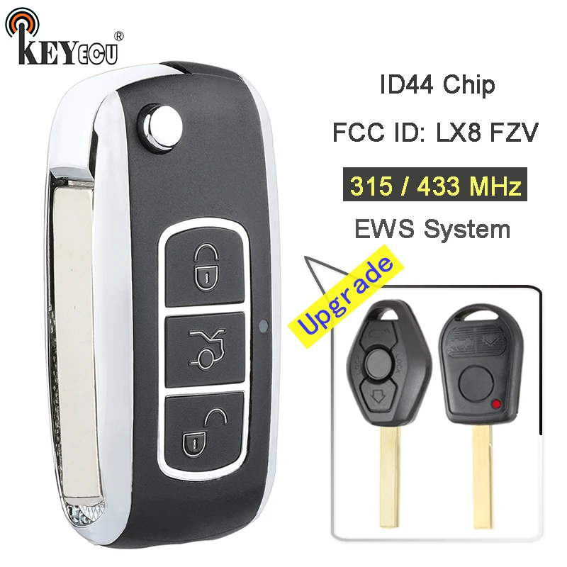 KEYECU 315/433 МГц ID44 чип EWS система модифицированный передатчик без ключа 3 кнопки