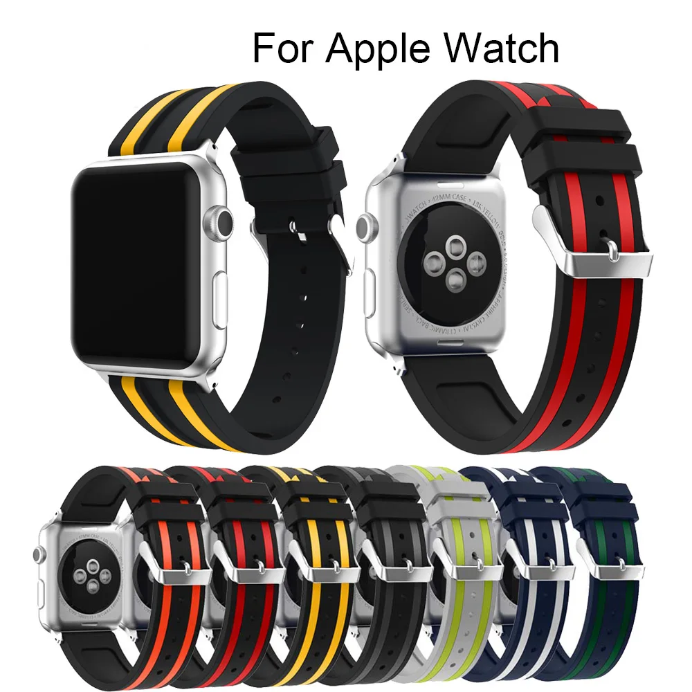 Для Apple Watch ремешок 40 мм 44 мм 38 мм 42 мм силиконовый сменный спортивный ремешок для часов резиновый браслет ремешок для iWatch 4/1/2/3