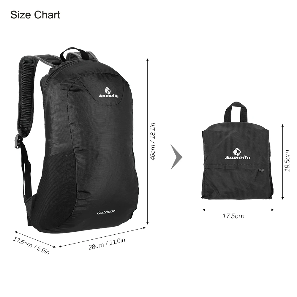 

15L Lightweight Foldable Backpack Bag Rainproof Outdoor Backpack Cycling Backpack Travelling Hiking Bag Daypack Stuff Sack