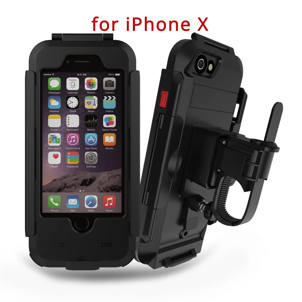 For iPhoneX Водонепроницаемый мотоцикла держатель для мобильного телефона, Поддержка для мобильного телефона для iphone 8 7 5S 6s плюс велосипед gps Чехол-сумочка для телефона с отделением для Поддержка Moto - Цвет: For iPhoneX