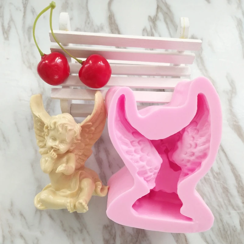 

3d Angel Molds Sugar Cake Mold Silicone With Wings Baby Angel DIY Aroma Gypsum Moulds Soap Making Candle Mold Baking Tools PRZY