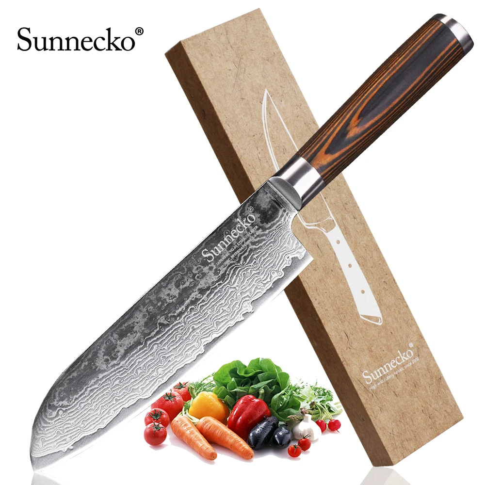 Нож сантоку из дамасской стали SUNNECKO VG10 японский кухонный измельчитель прочной 7