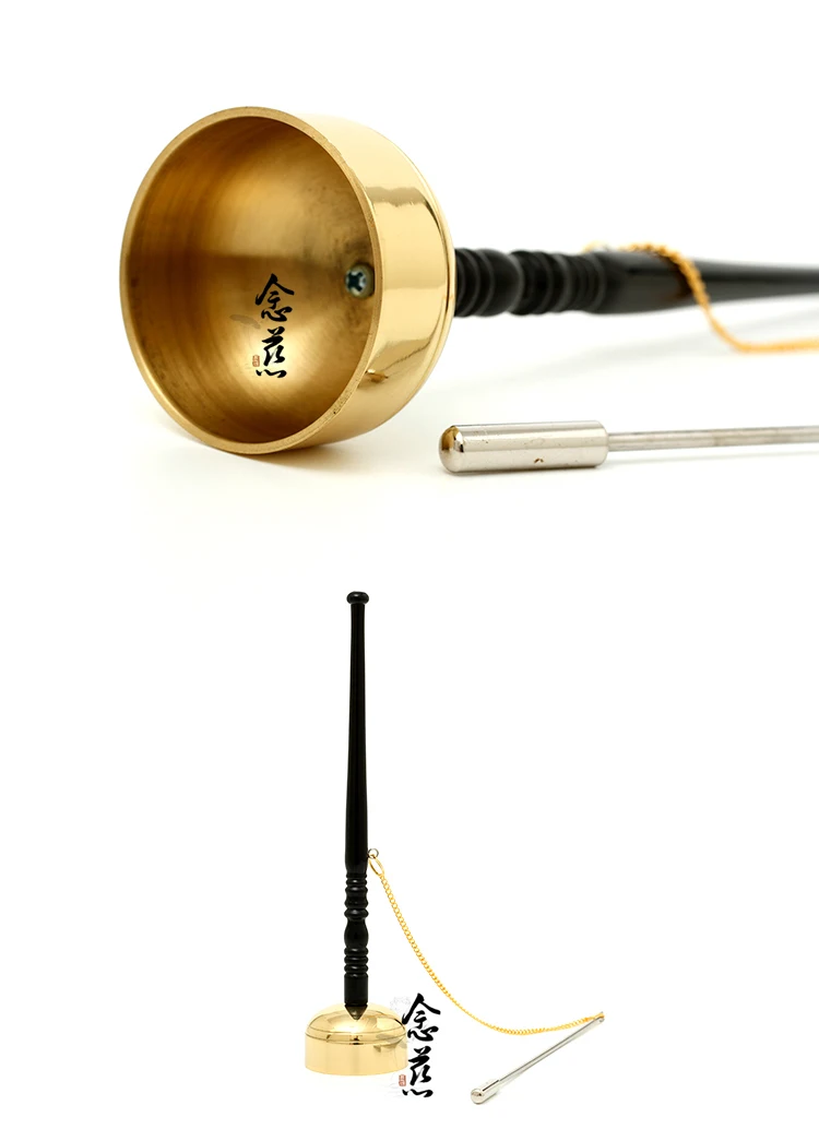Taiwan copper hand bell long handle cited Qing Temple ritual Buddhism Buddhist sutras activities Muyu chanting ritual