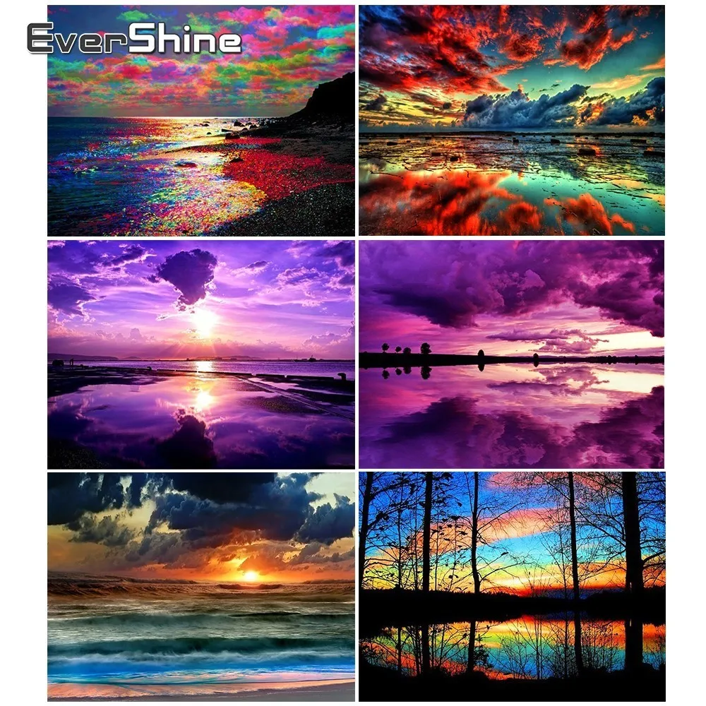 EverShine Diamond Embroidery Scenery Full Round Painting Cross Stitch Landscape Pictures Of Rhinestones Home Decor|Алмазная мозаика и
