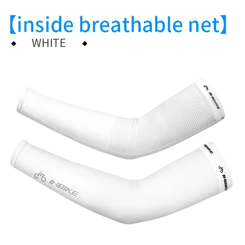 312 white INBIKE Ice Silk велосипедные рукава для бега велосипеда УФ Защита от солнца защита рук летние уличные спортивные рукава с отверстием для часов - Цвет: 312 white