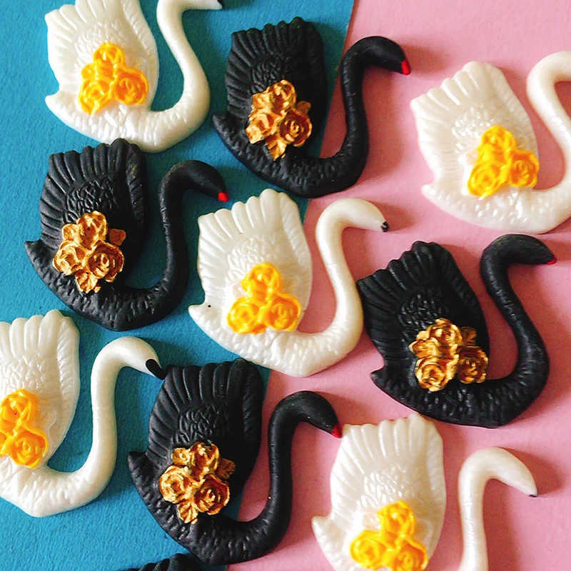 2 шт плоский черный белый лебедь/миниатюрные/милый/Сказочный Садовый