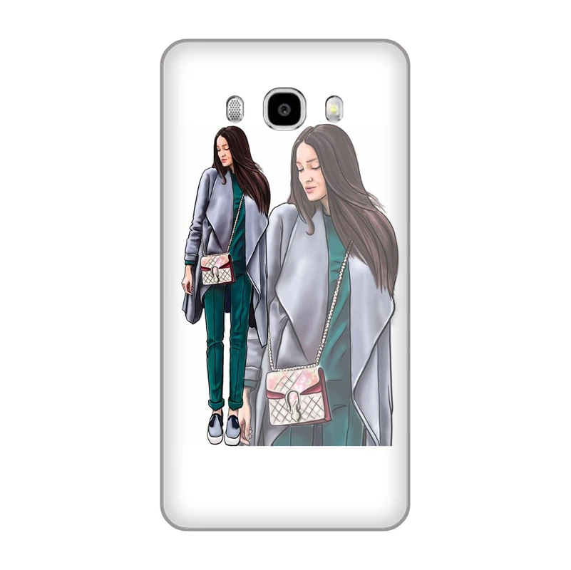 VOGUE Princess Girl Female boss coffee Soft TPU Phone case For Samsung Galaxy J3 J4 J5 J6 J7 J8 2016 17 18 EU VERSION Shell |