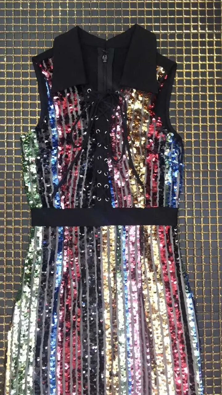 Top quality sexy women 2018 multi sequined stand long sleeve bodycon mini bandage dress dropshipping Vestidos | Женская одежда