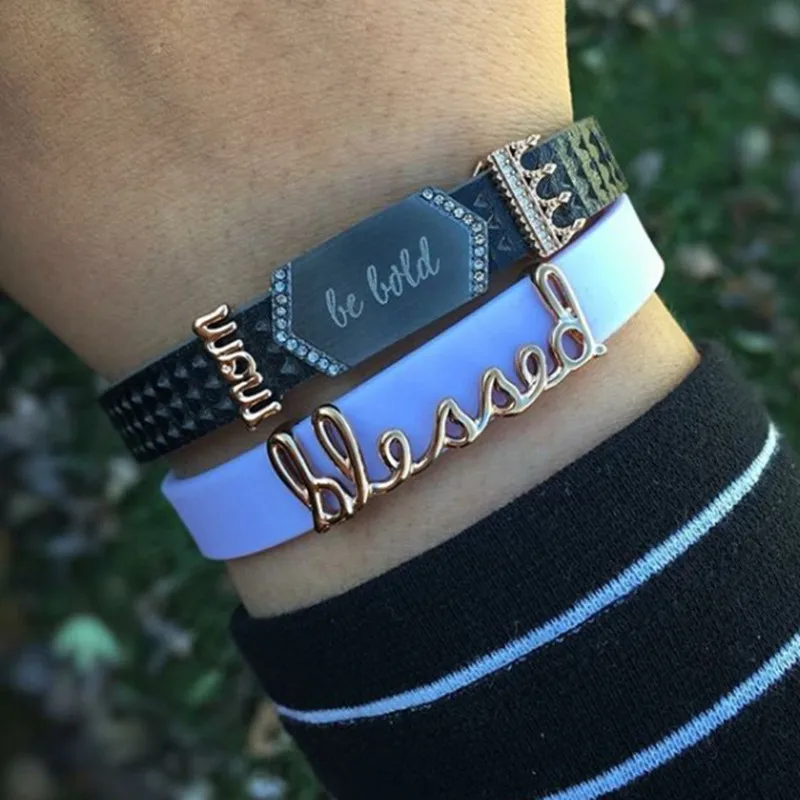 SANSHOOR BLESSED Crystal Crown Slide Charms Fit On Mesh Bracelet and Leather Wrap Bracelets 1pcs as gift | Украшения и аксессуары