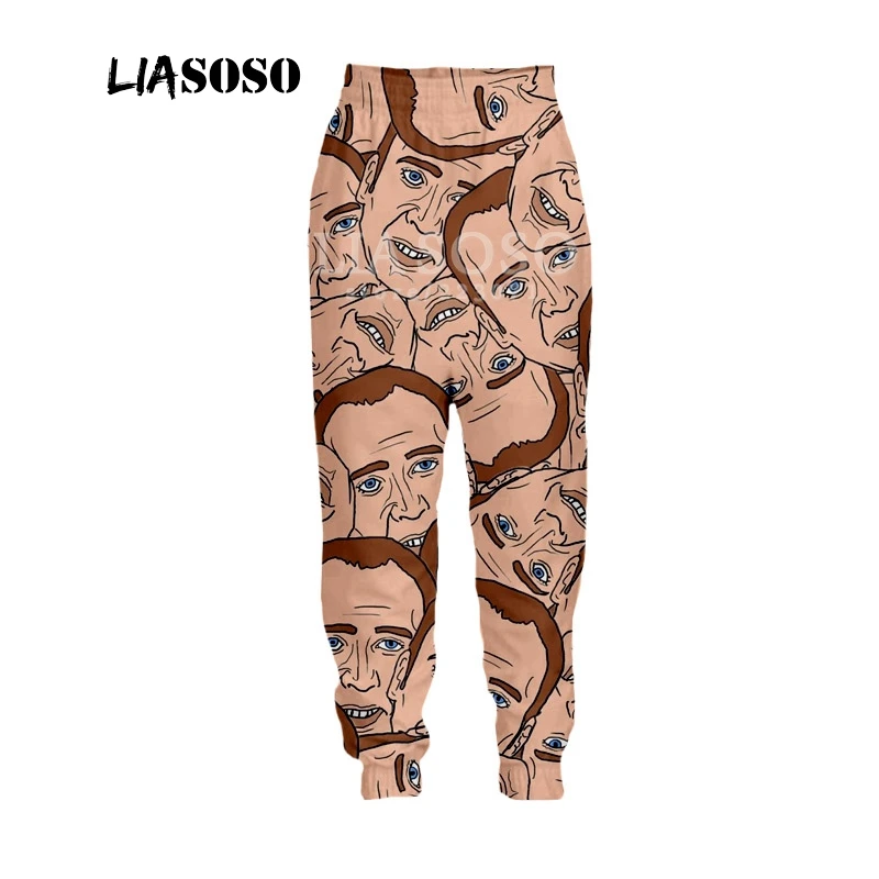 2 LIASOSO Осенние новые мужские женские модные штаны с 3D принтом звезды Николя клетка Брюки Спортивные Фитнес свободные хип хоп брюки B054-09 - Цвет: 2