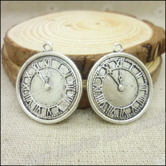 40 шт амулеты стимпанк часы лицо кулон тибетский серебряный цинковый сплав