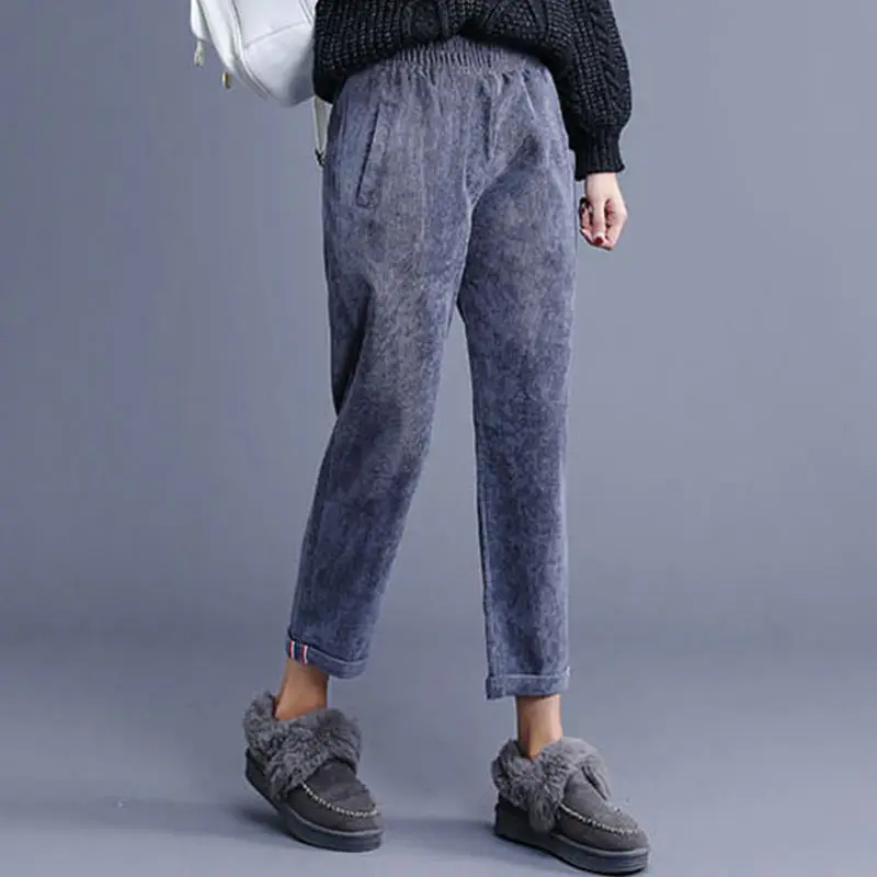 Осень зима женские вельветовые штаны в стиле ретро новинка 2017 свободные тонкие